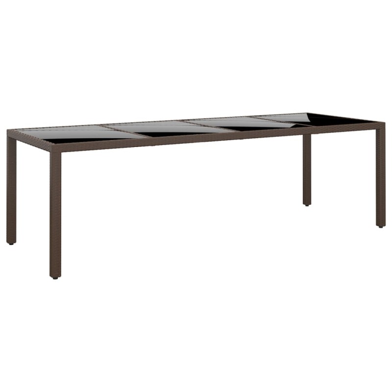 vidaXL Mesa de jardín superficie de vidrio ratán sintético marrón vidaXL Mesa de jardín superficie de vidrio ratán sintético marrón