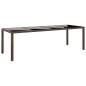 vidaXL Mesa de jardín superficie de vidrio ratán sintético marrón vidaXL Mesa de jardín superficie de vidrio ratán sintético marrón