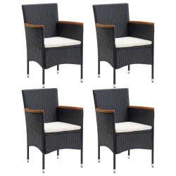 vidaXL Juego de comedor de jardín 5 piezas con cojines negro