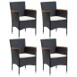 vidaXL Juego de comedor de jardín 5 piezas con cojines negro
