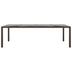 vidaXL Mesa de jardín superficie de vidrio ratán sintético marrón
