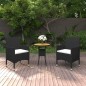 vidaXL Set de bistró jardín 3 pzas ratán sintético madera maciza negro vidaXL Set de bistró jardín 3 pzas ratán sintético madera maciza negro