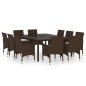vidaXL Juego de comedor de jardín 11 piezas ratán sintético marrón vidaXL Juego de comedor de jardín 11 piezas ratán sintético marrón