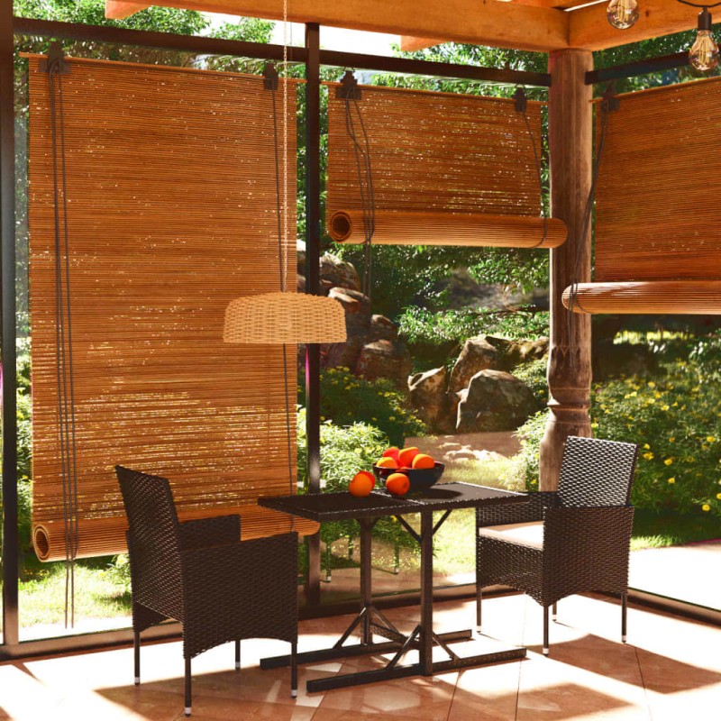 vidaXL Set de comedor de jardín 3 pzas ratán PE vidrio templado negro vidaXL Set de comedor de jardín 3 pzas ratán PE vidrio templado negro