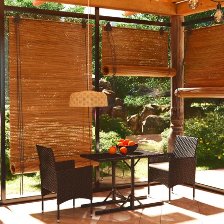 vidaXL Set de comedor de jardín 3 pzas ratán PE vidrio templado negro