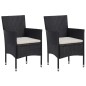 vidaXL Set de comedor de jardín 3 pzas ratán PE vidrio templado negro vidaXL Set de comedor de jardín 3 pzas ratán PE vidrio templado negro