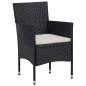 vidaXL Set de comedor de jardín 3 pzas ratán PE vidrio templado negro vidaXL Set de comedor de jardín 3 pzas ratán PE vidrio templado negro