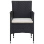vidaXL Set de comedor de jardín 3 pzas ratán PE vidrio templado negro vidaXL Set de comedor de jardín 3 pzas ratán PE vidrio templado negro