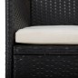 vidaXL Set de comedor de jardín 3 pzas ratán PE vidrio templado negro vidaXL Set de comedor de jardín 3 pzas ratán PE vidrio templado negro