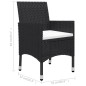 vidaXL Set de comedor de jardín 3 pzas ratán PE vidrio templado negro vidaXL Set de comedor de jardín 3 pzas ratán PE vidrio templado negro