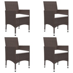 vidaXL Set de comedor de jardín 5 pzas ratán PE vidrio templado marrón