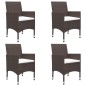 vidaXL Set de comedor de jardín 5 pzas ratán PE vidrio templado marrón vidaXL Set de comedor de jardín 5 pzas ratán PE vidrio templado marrón