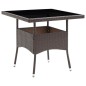 vidaXL Set de comedor de jardín 5 pzas ratán PE vidrio templado marrón vidaXL Set de comedor de jardín 5 pzas ratán PE vidrio templado marrón