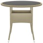 vidaXL Mesa de jardín vidrio templado ratán sintético beige Ø80x75 cm vidaXL Mesa de jardín vidrio templado ratán sintético beige Ø80x75 cm