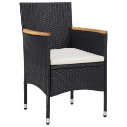 vidaXL Set de comedor de jardín 5 pzas ratán PE vidrio templado negro