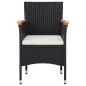 vidaXL Set de comedor de jardín 5 pzas ratán PE vidrio templado negro vidaXL Set de comedor de jardín 5 pzas ratán PE vidrio templado negro