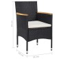 vidaXL Set de comedor de jardín 5 pzas ratán PE vidrio templado negro vidaXL Set de comedor de jardín 5 pzas ratán PE vidrio templado negro