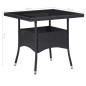 vidaXL Set de comedor de jardín 5 pzas ratán PE vidrio templado negro vidaXL Set de comedor de jardín 5 pzas ratán PE vidrio templado negro