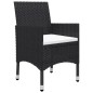 vidaXL Set de bistró de jardín 3 pzas ratán PE vidrio templado negro vidaXL Set de bistró de jardín 3 pzas ratán PE vidrio templado negro