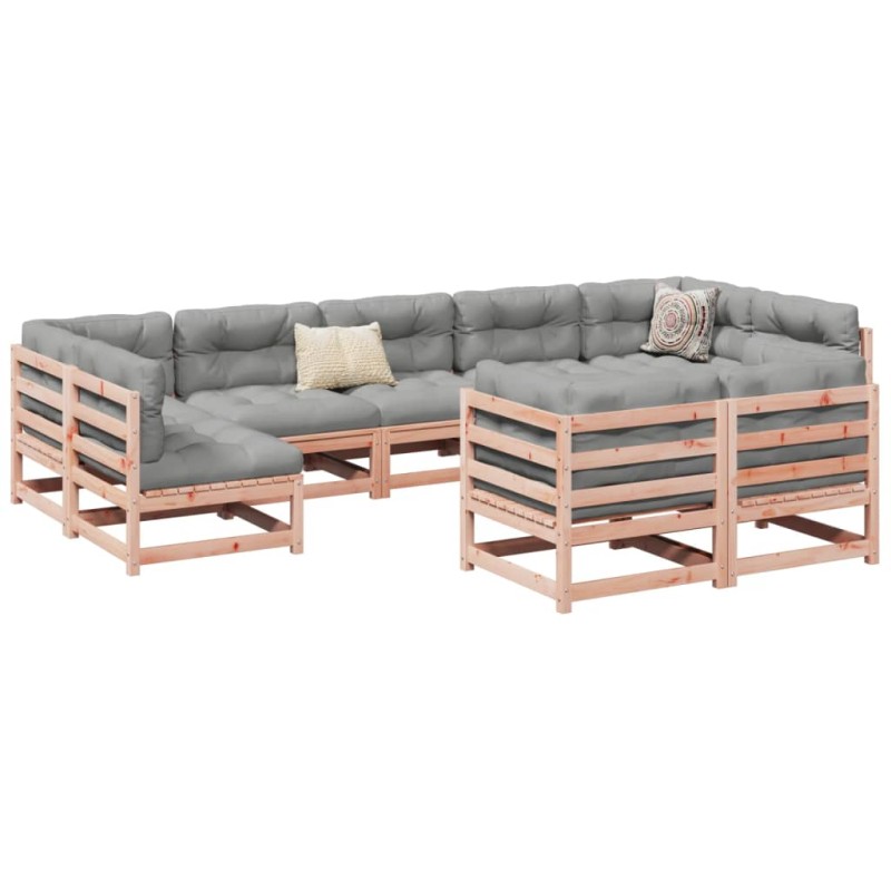 vidaXL Set de sofás jardín 9 pzas con cojines madera de abeto Douglas vidaXL Set de sofás jardín 9 pzas con cojines madera de abeto Douglas