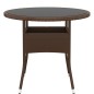 vidaXL Mesa de jardín vidrio templado ratán sintético marrón Ø80x75 cm vidaXL Mesa de jardín vidrio templado ratán sintético marrón Ø80x75 cm