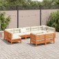 vidaXL Set de sofás jardín 9 pzas con cojines madera pino marrón cera vidaXL Set de sofás jardín 9 pzas con cojines madera pino marrón cera