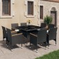 vidaXL Set de comedor de jardín 9 pzas ratán PE vidrio templado negro vidaXL Set de comedor de jardín 9 pzas ratán PE vidrio templado negro