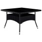 vidaXL Set de comedor de jardín 9 pzas ratán PE vidrio templado negro vidaXL Set de comedor de jardín 9 pzas ratán PE vidrio templado negro