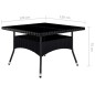 vidaXL Set de comedor de jardín 9 pzas ratán PE vidrio templado negro vidaXL Set de comedor de jardín 9 pzas ratán PE vidrio templado negro