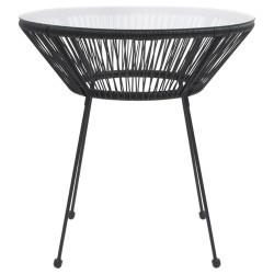 vidaXL Mesa de comedor de jardín acero y vidrio negra Ø70x74 cm