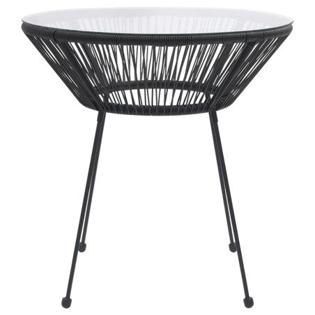 vidaXL Mesa de comedor de jardín acero y vidrio negra Ø70x74 cm