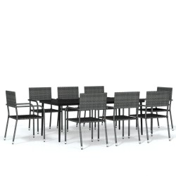 vidaXL Juego de comedor para jardín 9 piezas gris
