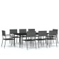 vidaXL Juego de comedor para jardín 9 piezas gris vidaXL Juego de comedor para jardín 9 piezas gris