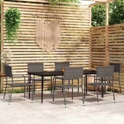 vidaXL Juego de comedor para jardín 7 piezas gris