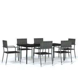 vidaXL Juego de comedor para jardín 7 piezas gris
