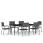 vidaXL Juego de comedor para jardín 7 piezas gris vidaXL Juego de comedor para jardín 7 piezas gris