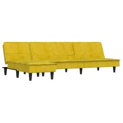vidaXL Sofá cama en forma de L terciopelo amarillo 255x140x70 cm