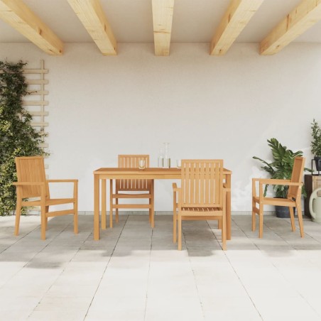 vidaXL Juego de comedor para jardín 5 piezas madera maciza de teca