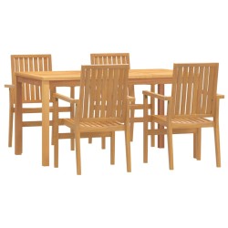 vidaXL Juego de comedor para jardín 5 piezas madera maciza de teca