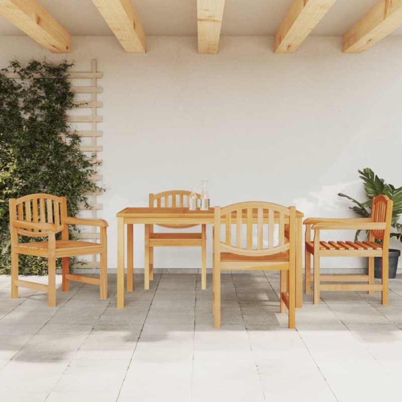 vidaXL Juego de comedor para jardín 5 piezas madera maciza de teca