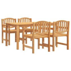 vidaXL Juego de comedor para jardín 5 piezas madera maciza de teca
