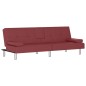 vidaXL Sofá cama con portavasos cuero sintético rojo tinto vidaXL Sofá cama con portavasos cuero sintético rojo tinto