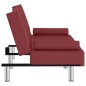vidaXL Sofá cama con portavasos cuero sintético rojo tinto vidaXL Sofá cama con portavasos cuero sintético rojo tinto