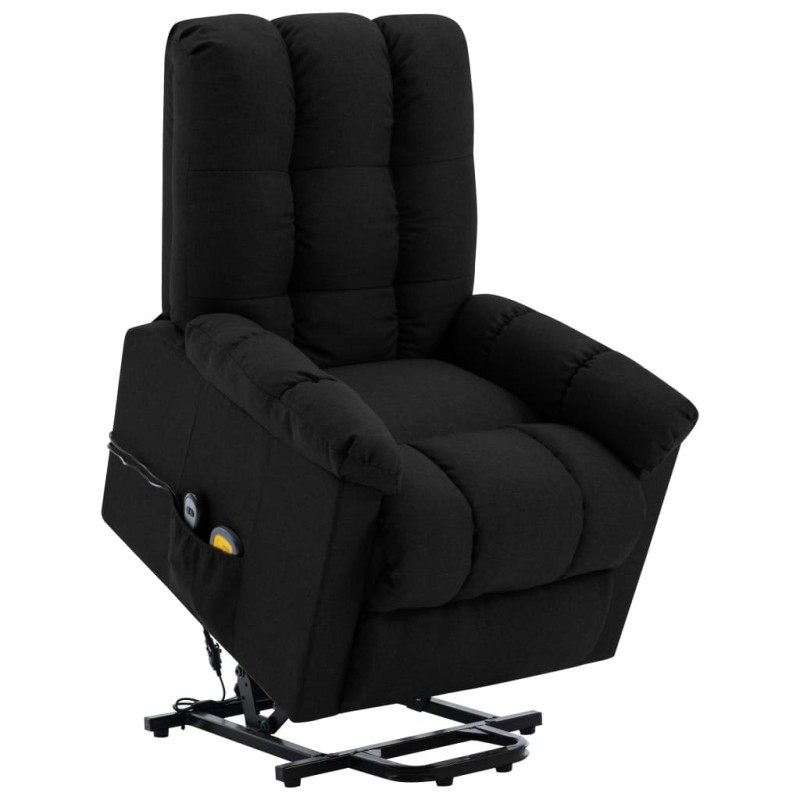 vidaXL Sillón de masaje elevable tela negro vidaXL Sillón de masaje elevable tela negro