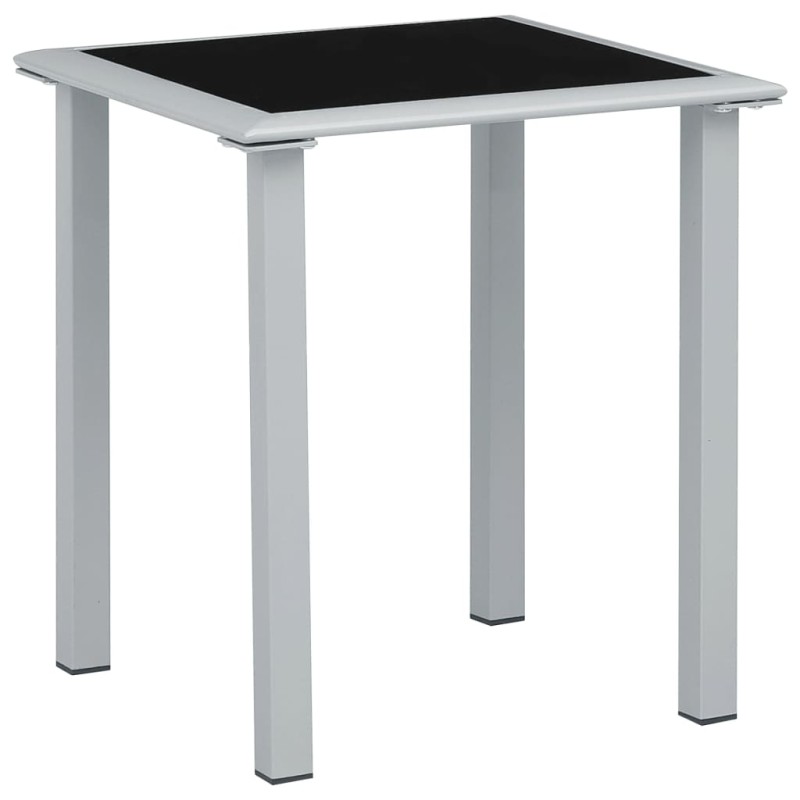 vidaXL Mesa de jardín acero y vidrio negro y plateado 41x41x45 cm vidaXL Mesa de jardín acero y vidrio negro y plateado 41x41x45 cm