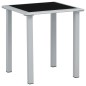 vidaXL Mesa de jardín acero y vidrio negro y plateado 41x41x45 cm vidaXL Mesa de jardín acero y vidrio negro y plateado 41x41x45 cm