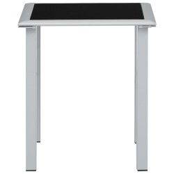 vidaXL Mesa de jardín acero y vidrio negro y plateado 41x41x45 cm