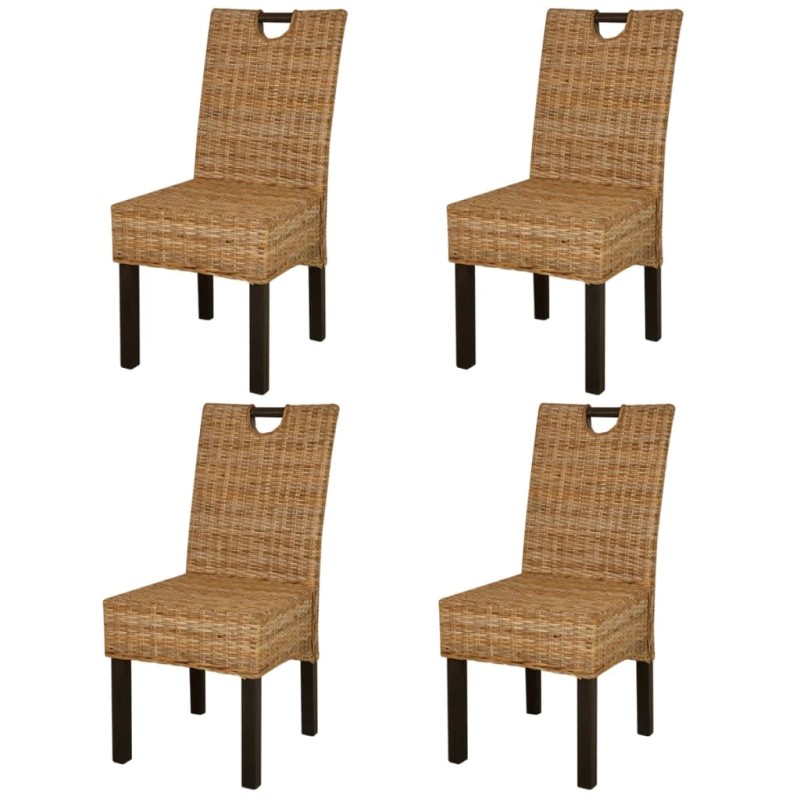 vidaXL Silla de comedor 4 uds Kubu ratán madera de mango vidaXL Silla de comedor 4 uds Kubu ratán madera de mango