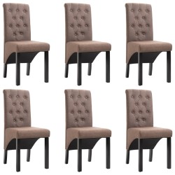 vidaXL Sillas de comedor 6 unidades tela marrón