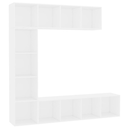 vidaXL Mueble de TV y librería 3 piezas blanco 180x30x180 cm